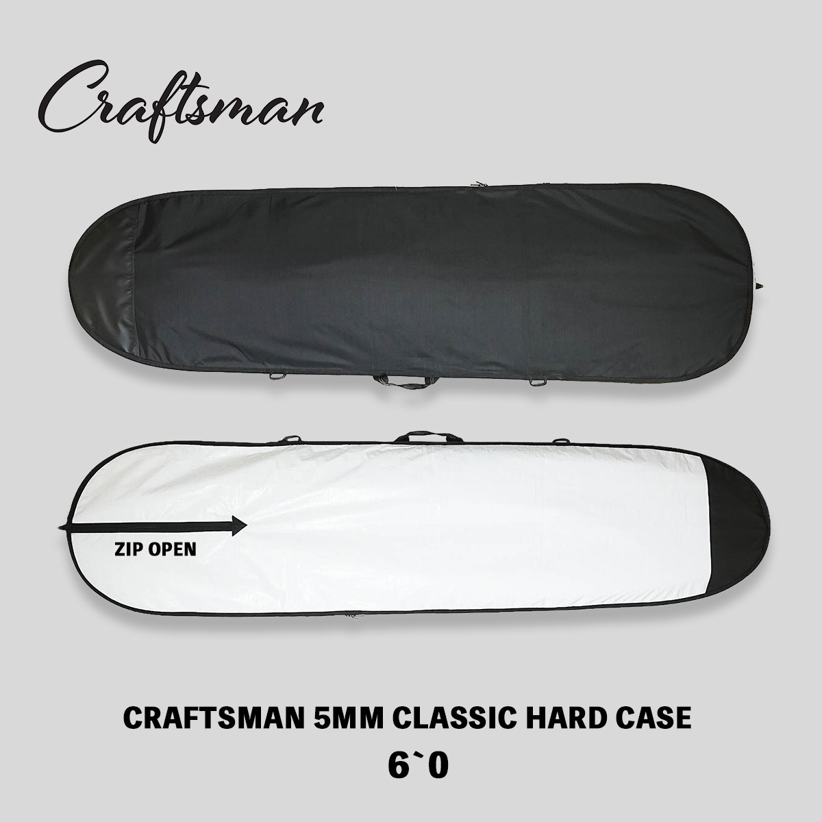 【訳あり品】CRAFTSMAN ハードケース 5MM CLASSIC サーフボードケース 6'0 車載保護・持ち運び対応 高耐久5mmパッド仕様 初回250枚限定 送料無料